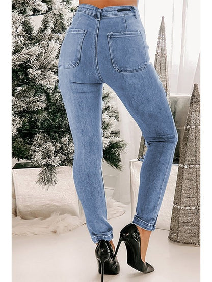 Button Fly Center Seam High Rise Jeans Denim Jeans LoveAdora