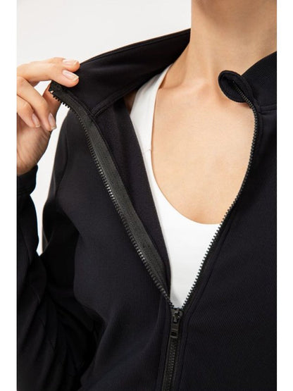 Zip Up Fleece Lined Sports Jacket with Pockets Activewear LoveAdora