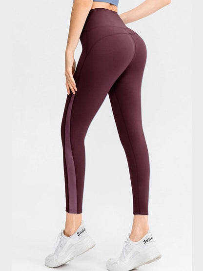 Elastic Waistband Spliced Mesh Yoga Leggings Activewear LoveAdora