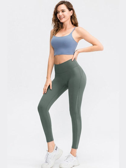 Elastic Waistband Spliced Mesh Yoga Leggings Activewear LoveAdora