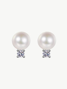 Moissanite Pearl Stud Earrings Earrings LoveAdora