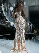 Load image into Gallery viewer, Floral Sequin Strapless Formal Dress Evening Gown LoveAdora