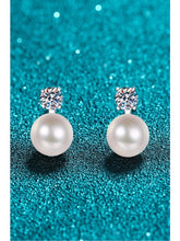 Load image into Gallery viewer, Moissanite Pearl Stud Earrings Earrings LoveAdora