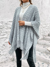 Load image into Gallery viewer, Open Front Fringe Hem Poncho Ponchos LoveAdora