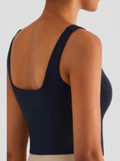 Square Neck Cropped Sports Tank Activewear LoveAdora