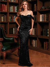 Load image into Gallery viewer, Sequin Off-Shoulder Fishtail Dress Evening Gown LoveAdora