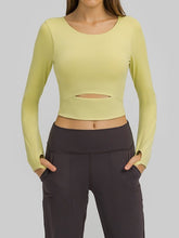 Load image into Gallery viewer, Cut Out Front Crop Yoga Tee Activewear LoveAdora