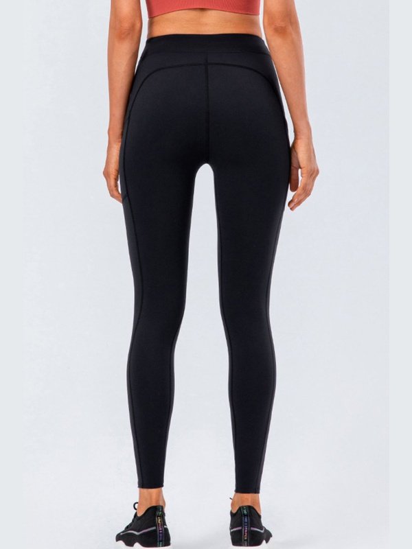 Drawstring Sports Leggings with Side Pockets