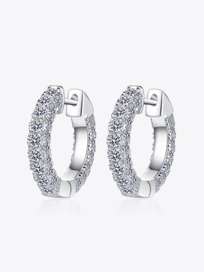 925 Sterling Silver Moissanite Huggie Earrings Earrings LoveAdora