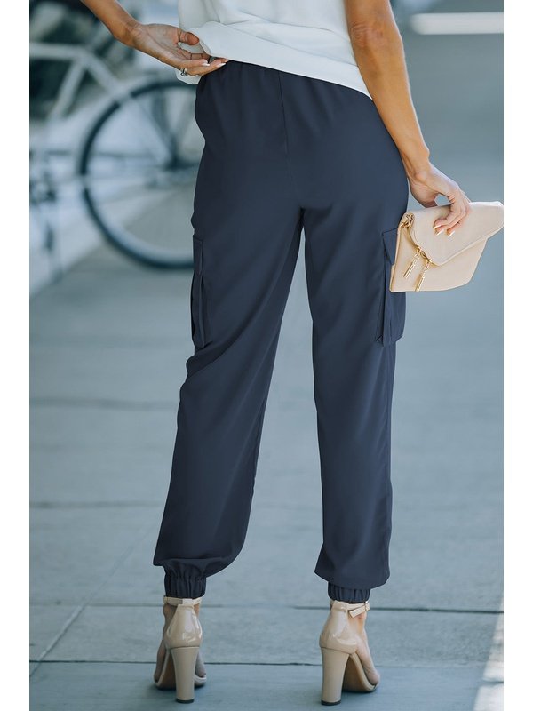 Tied High Waist Cargo Joggers Pants LoveAdora