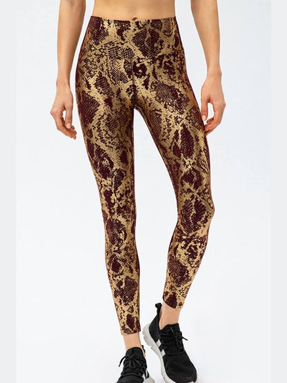 Snakeskin Elastic Waistband Yoga Leggings Activewear LoveAdora