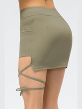 Load image into Gallery viewer, Ribbed Lace-Up Pocketed Sports Skirt Activewear LoveAdora