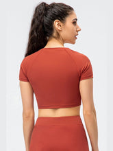 Load image into Gallery viewer, Cropped Raglan Sleeve Yoga Top Activewear LoveAdora