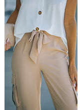 Load image into Gallery viewer, Tied High Waist Cargo Joggers Pants LoveAdora