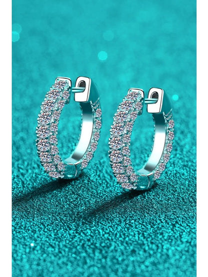 925 Sterling Silver Moissanite Huggie Earrings Earrings LoveAdora