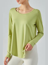 Load image into Gallery viewer, Neck Detail Slit Sports Top Activewear LoveAdora