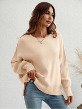 Load image into Gallery viewer, Exposed Seam Dropped Shoulder Slit Sweater Sweaters, Pullovers, Jumpers, Turtlenecks, Boleros, Shrugs LoveAdora