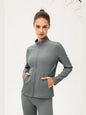 Zip Up Fleece Lined Sports Jacket with Pockets Activewear LoveAdora