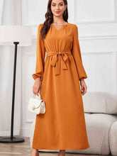 Load image into Gallery viewer, Tie Waist Puff Sleeve Maxi Dress