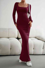 Load image into Gallery viewer, Long Sleeve Square Neck Maxi Bodycon Dress