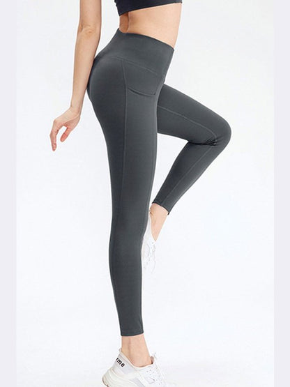 Pocketed Elastic Waistband Yoga Leggings Activewear LoveAdora