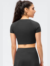 Load image into Gallery viewer, Cropped Raglan Sleeve Yoga Top Activewear LoveAdora