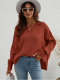 Exposed Seam Dropped Shoulder Slit Sweater Sweaters, Pullovers, Jumpers, Turtlenecks, Boleros, Shrugs LoveAdora