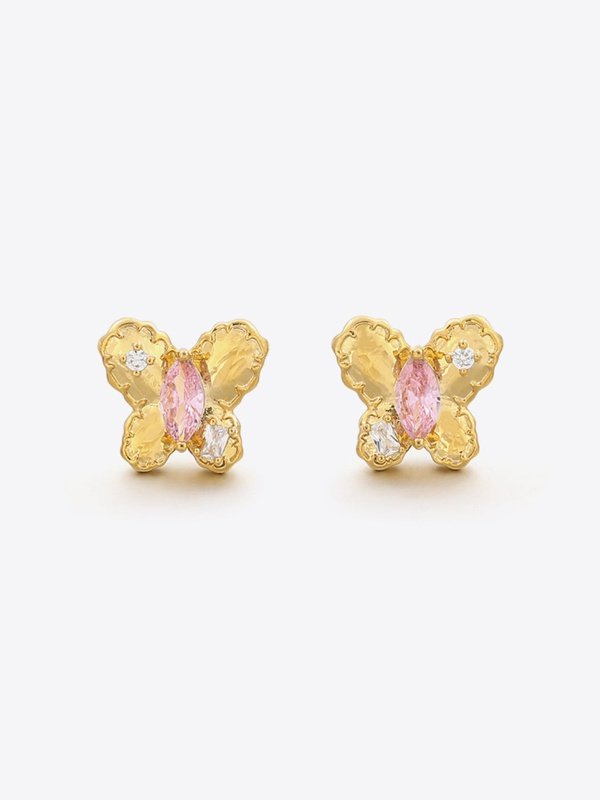 Cubic Zirconia Butterfly Stud Earrings Earrings LoveAdora