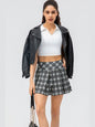 Plaid Pleated Athletic Skort with Pockets Activewear LoveAdora