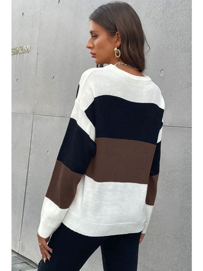 Longing For Fall Color Block Sweater Sweaters, Pullovers, Jumpers, Turtlenecks, Boleros, Shrugs LoveAdora