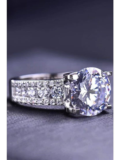 Platinum-Plated 5 Carat Moissanite Side Stone Ring Ring LoveAdora