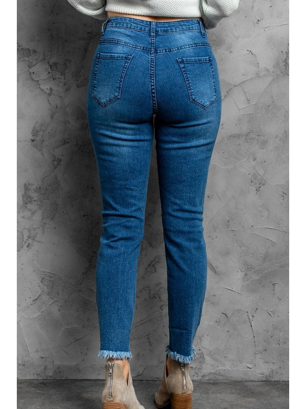 Stylish Distressed Cropped Jeans Denim Jeans LoveAdora
