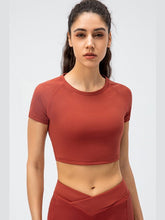 Load image into Gallery viewer, Cropped Raglan Sleeve Yoga Top Activewear LoveAdora