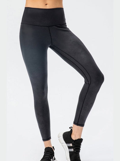 Textured High Waist Yoga Leggings Activewear LoveAdora