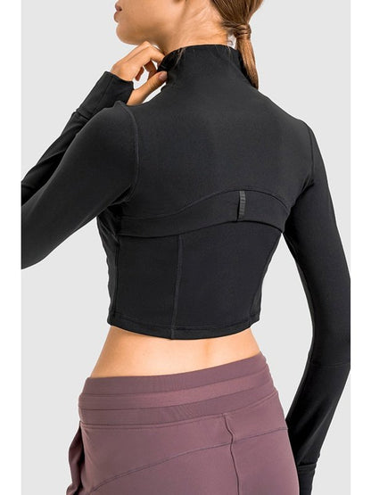 Zip Front Cropped Sports Jacket Activewear LoveAdora