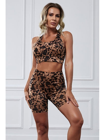 Animal Print Sports Bra and Shorts Set Activewear LoveAdora