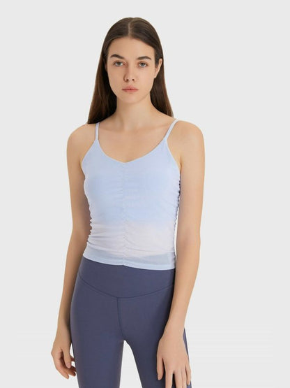 Ruched V-Neck Cropped Sports Cami Activewear LoveAdora