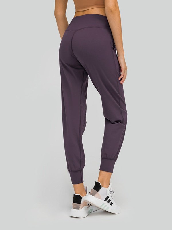 Wide Waistband Slant Pocket Pants Activewear LoveAdora