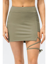 Load image into Gallery viewer, Ribbed Lace-Up Pocketed Sports Skirt Activewear LoveAdora