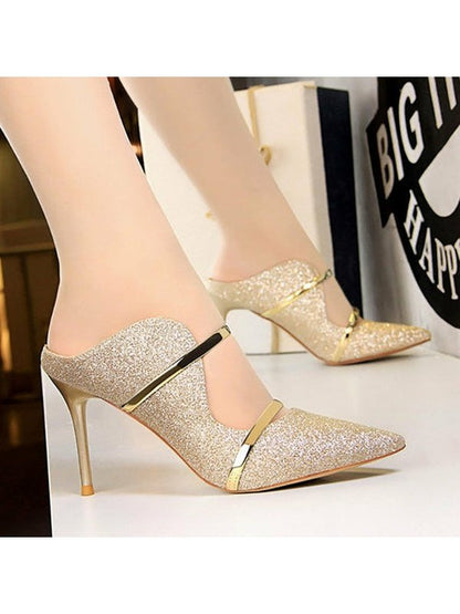 Gold Sequin Pumps Heels LoveAdora