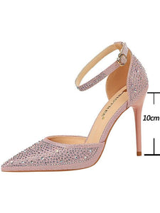 Pink Stiletto Heels with Rhinestone Accent LoveAdora