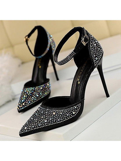 Black Stilletoe With Rhinestone Accent Love Adora