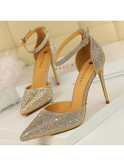 Shiny Rhinestones High Heels Ladies Shoes Women Pumps Stiletto Sandals Heels LoveAdora