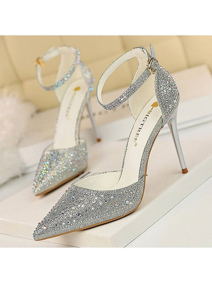 Shiny Rhinestones High Heels Ladies Shoes Women Pumps Stiletto Sandals Heels LoveAdora