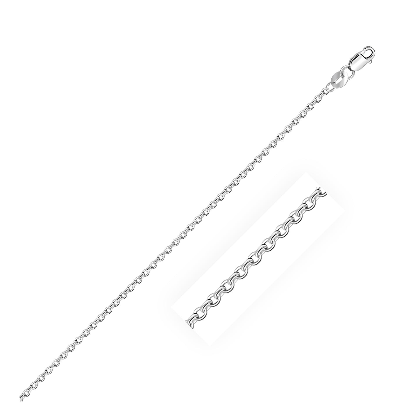 Sterling Silver Rhodium Plated Cable Chain 1.4mm