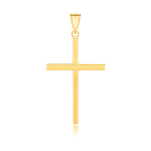 14k Yellow Gold Polished Flat Cross Pendant