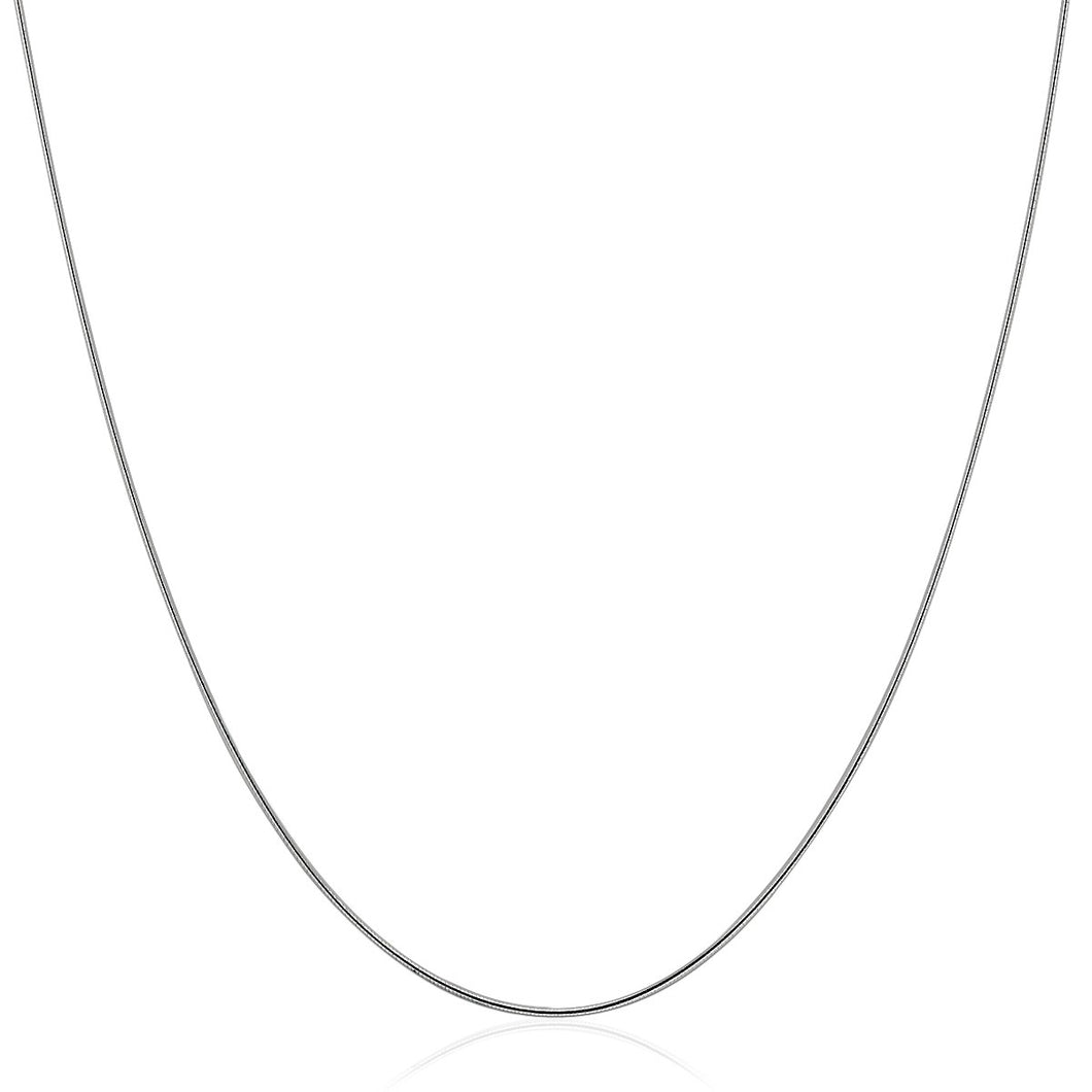 Sterling Silver Round Omega Style Chain Necklace with Rhodium Plating (1.25mm)