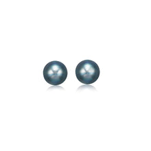 Load image into Gallery viewer, 14k Yellow Gold Cultured Black Pearl Stud Earrings (6.0 mm)