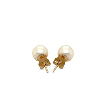 Load image into Gallery viewer, 14k Yellow Gold Freshwater Cultured White Pearl Stud Earrings (7.0 mm)