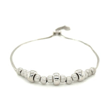 Load image into Gallery viewer, Adjustable Matte and Textured Bead Bracelet in Sterling Silver